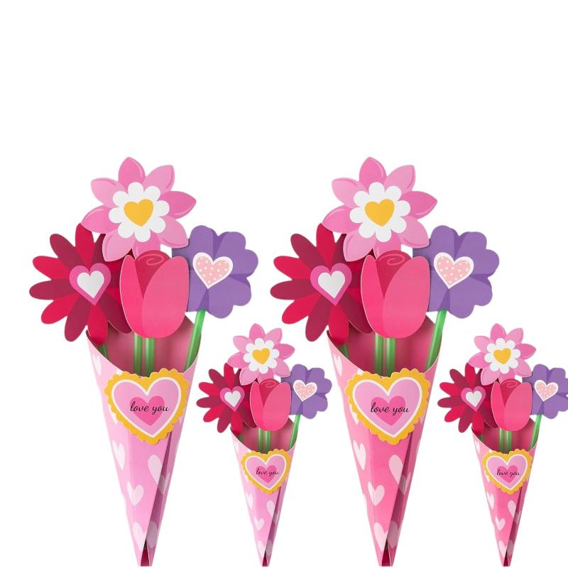 6/12 Stück Blumenstrauß Bastelset Lehrerblume Geburtstagskarten Dankeswoche Muttertag DIY Schwester Erste Grußkarten