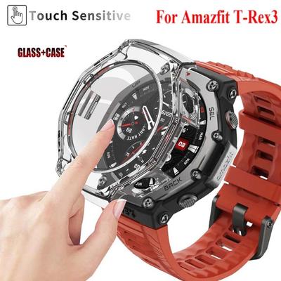 Hartkanten-Schutzhülle Glas-Displayschutzfolie Smartwatch-Rahmengehäuse für Amazfit T-rex 3 Smartwatch Trex3 Schutzstoßstangenabdeckung