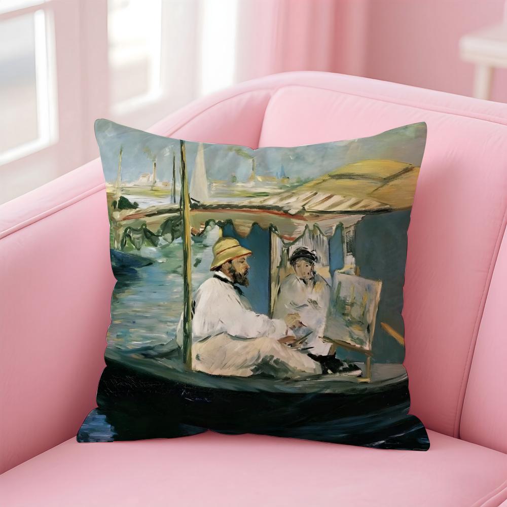 Impressionism EEdouard Manet Cushion Cover Pillow Case Ultra Soft Skin Friendly Fabric Cloud Like Comfort Concealed Zipper