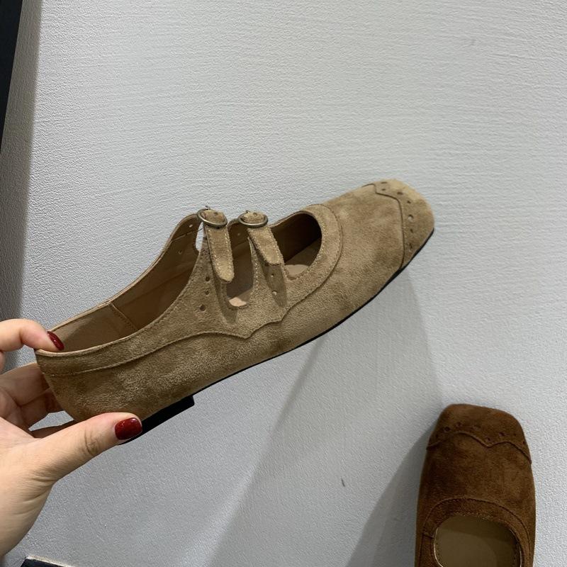 Retro Brown Square Head Mary Jane Shoes Ballet Shoes Women's 2025 Autumn New Korean Version French Shallow Mouth Single Shoes Women