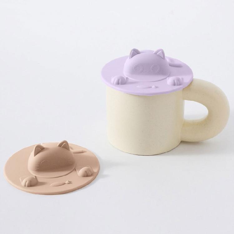 Pack of 6 Cute Cats Ear Cup Lid Cover Tea Bag Holder Silicone Mugs Toppers Teabag Squeezer for Coffee Milk Beverage Cups