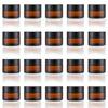 HIRAISM Cream Container, Light-Proof Glass Jar, Refillable, with Inner Lid, Brown (30g, 20 Jars)