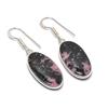 Boucle d'oreille Bijou en Argent Sterling 925 Pierre Précieuse Rhodonite Naturelle 1,62" AE-12328