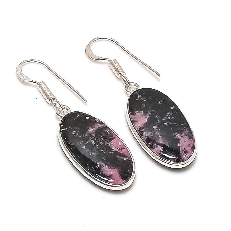 

Natural Rhodonite Gemstone 925 Sterling Silver Jewelry Earring 1.62 AE-12328