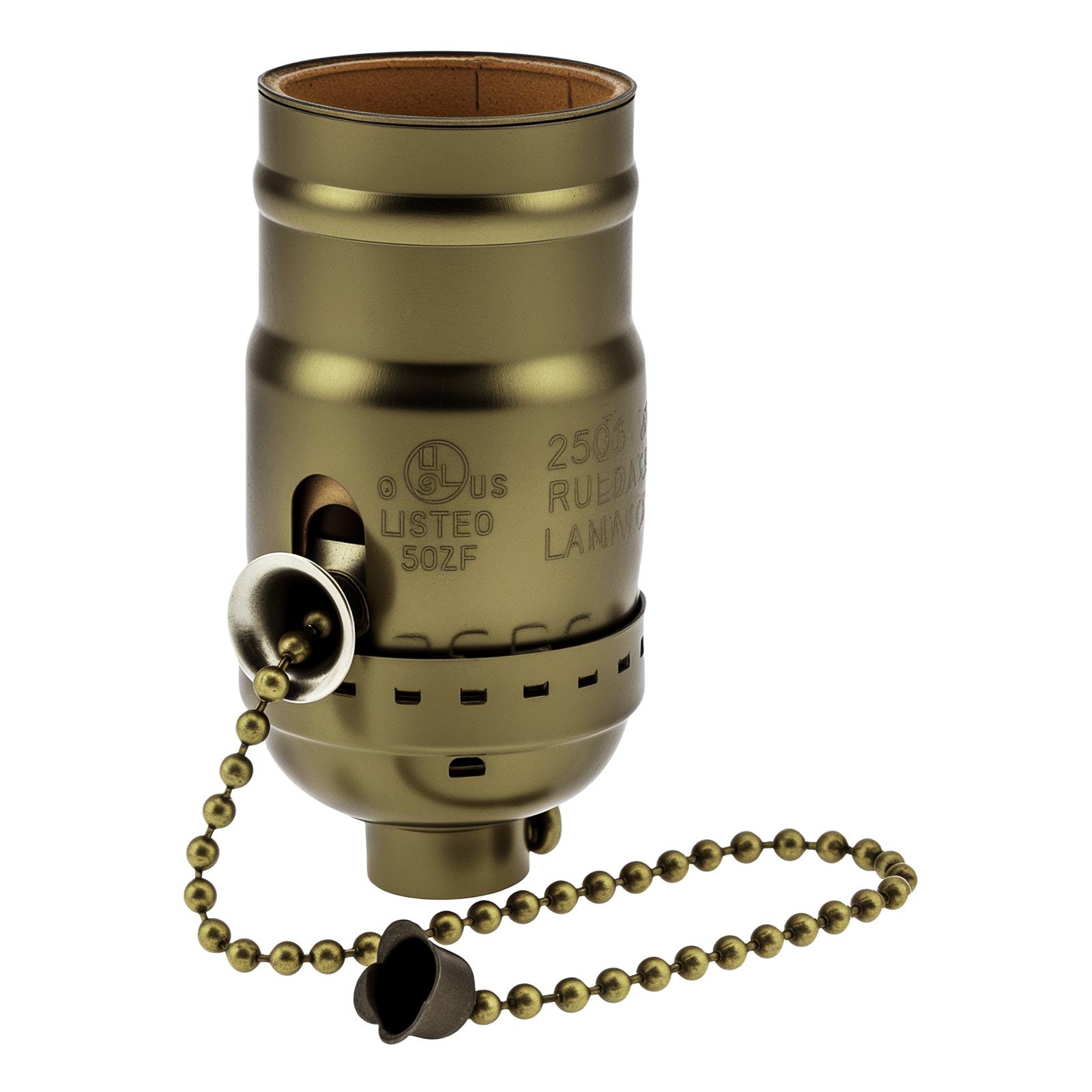 

Винтажный патрон для лампы E26 E27 с цепочкой, замена, сверхпрочный патрон для лампы, простая установка, настольные и напольные лампы, прямая посадка бронзовый