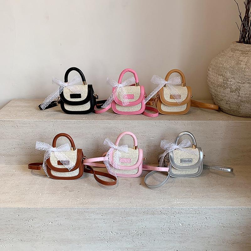 Knitted Princess Handbag Kids Shoulder Bag With Neutral Colors Easy Matching