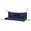 Set di 4 Cuscini per Seduta, 150x50 cm Cuscini per Sedia Idrorepellenti con Laccetti, Spessore 10 cm Blu Navy