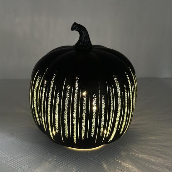 Twinkle Pumpkin Night Light with Timer Halloween Glass Starry Night Lamps Auto-Off LED Fall Decoration for Tabletop Mantel