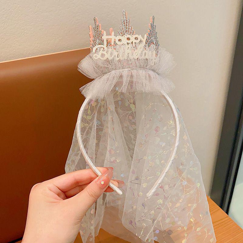 

Child s Fairy Birthday Headband Crown with Veil and Hair Clip Decoration.