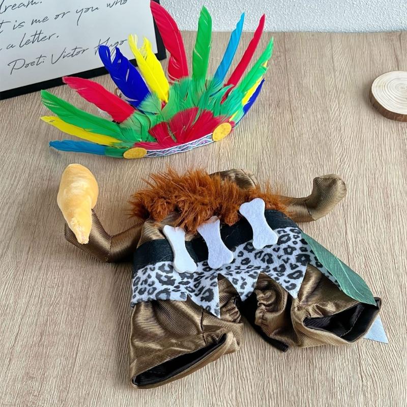 Halloween Dogs Costume American Indian Outfit Pet Costume Cats Dogs Cosplay Costume Set Pet Wear