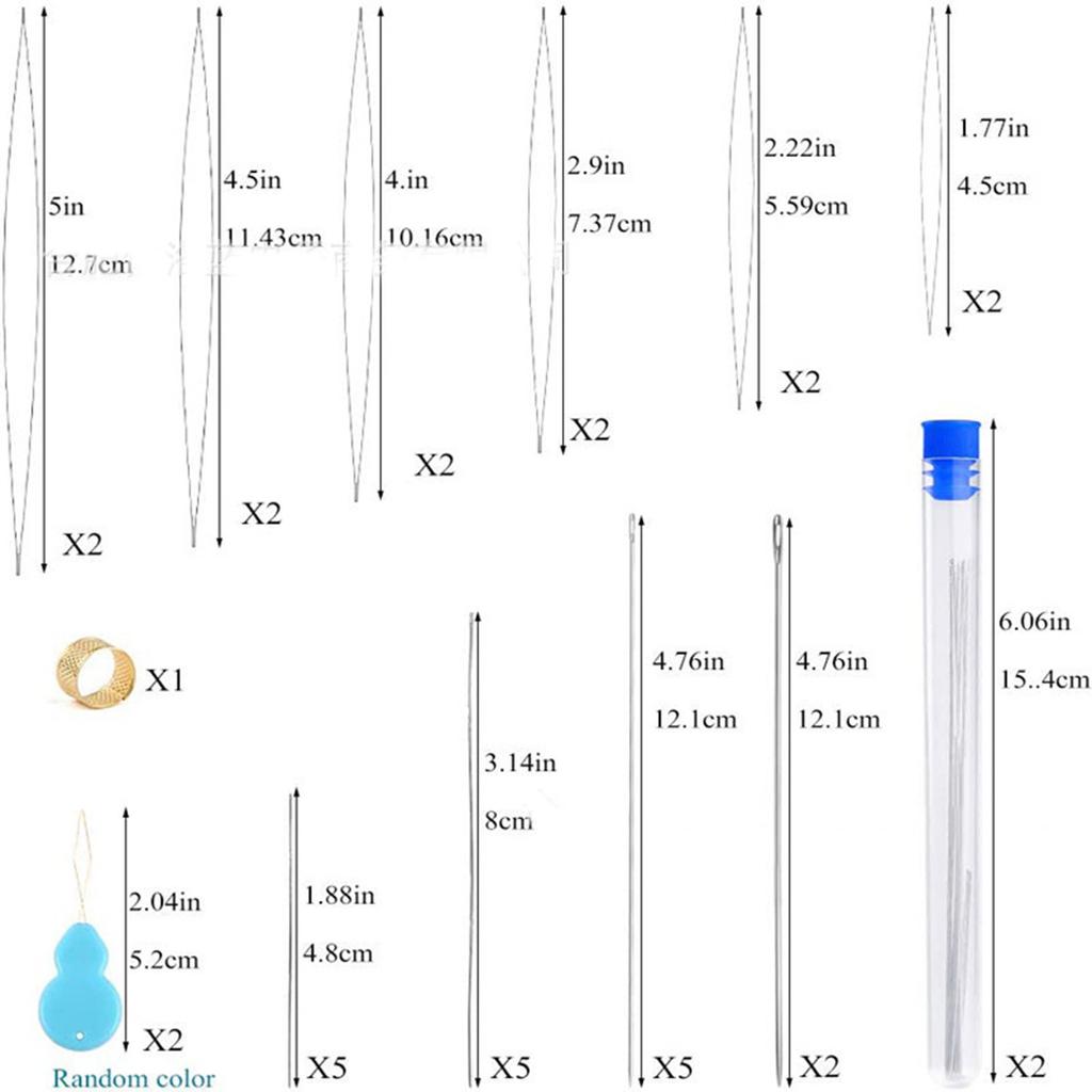 Long Straight Beading Needle Big Eye Beading Needle with Thimble Needle Threader for Bracelet Necklace Jewelry Making