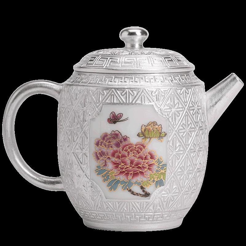 

SUSHI CERAMICS Gilded Silver Peony Teapot