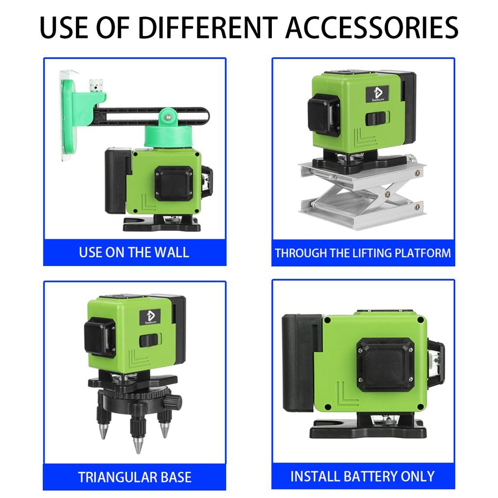 6000mAh 12Lines Laser levels Green Beam 360 Horizontal Vertical Cross Self-Leveling With 2 Battery And Remoter Laser Levels New