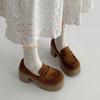 Vintage Women Chunky Loafer Shoes Concise Shallow Slip On Shoes 2026 New Spring Ladies Platform Height Increase Dress Pumps