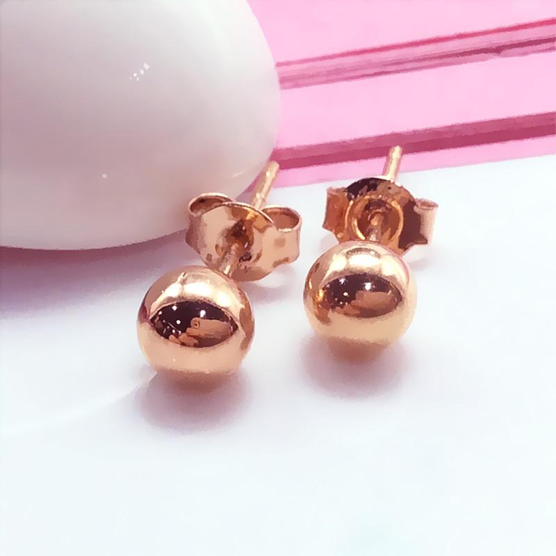 

Изысканные российские серьги-гвоздики из 585 фиолетового золота, универсальные, блестящие, серьги-гвоздики в стиле бини с покрытием из розового золота, простые и модные (rose gold plated pair)