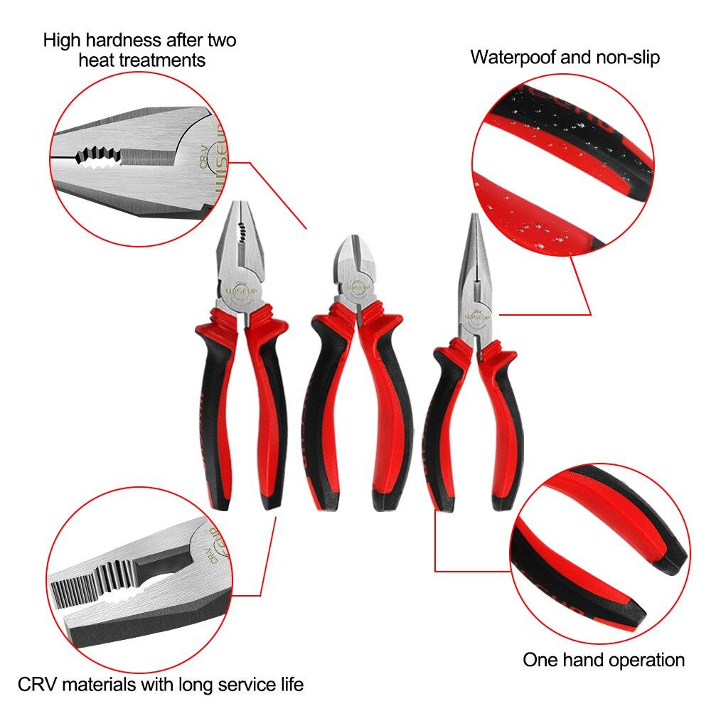 WISEUP Multifunctional Combination Pliers Diagonal Plier Universal Needle Nose Pliers Wire Cutters Electrician Repair Hand Tools