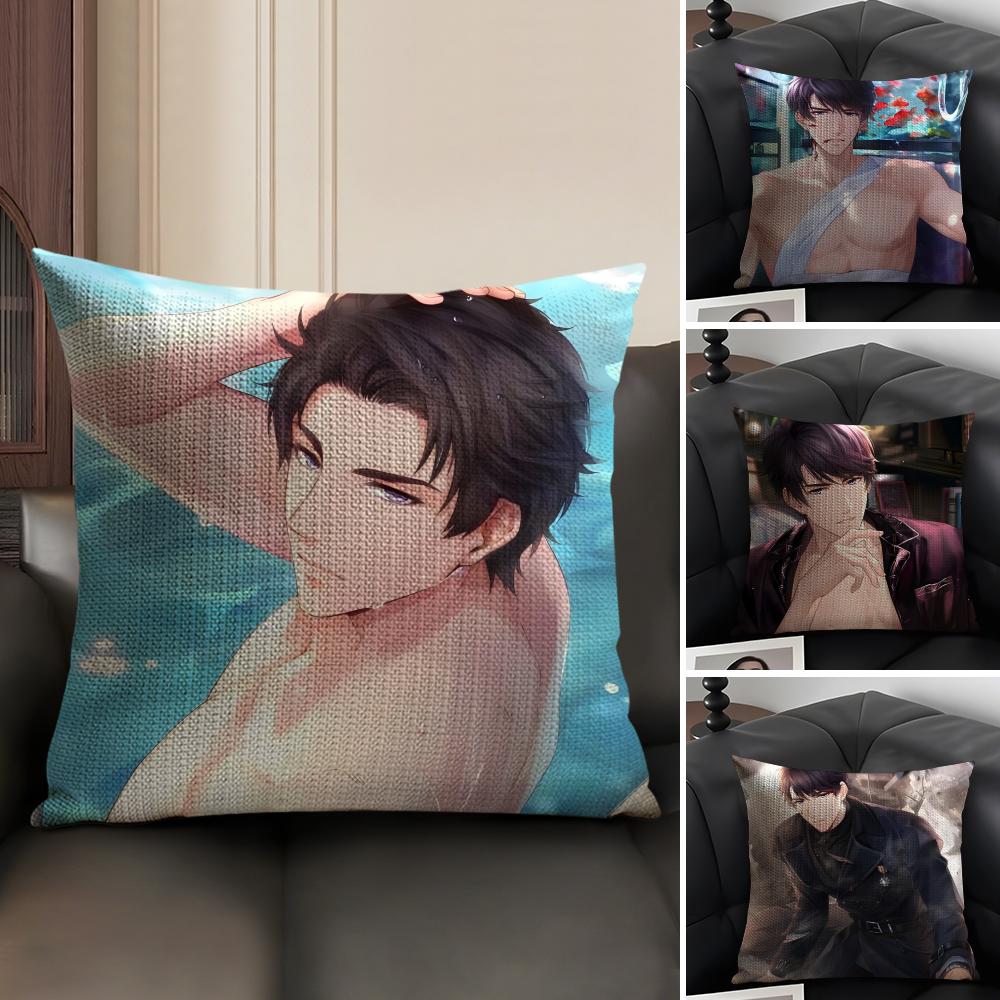 Mr Love Queen'S Coice Victor Cushion Cover Natural Linen Organic Fabric Double-Sided Printing Sofa Home Decor Gift Pillow Case