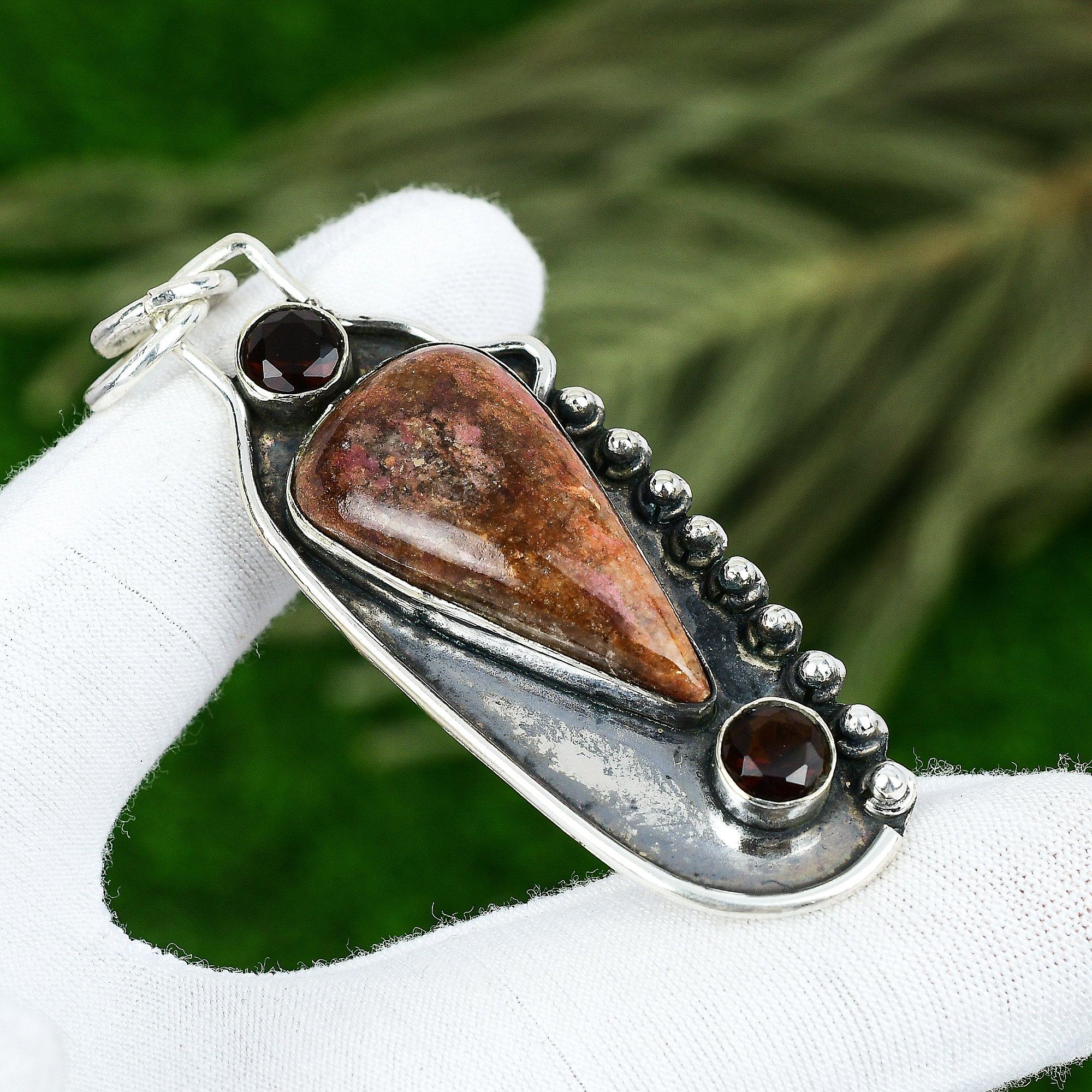 

Birthday Gift For Her Natural Eudialyte Gemstone Pendant 925 Sterling Silver