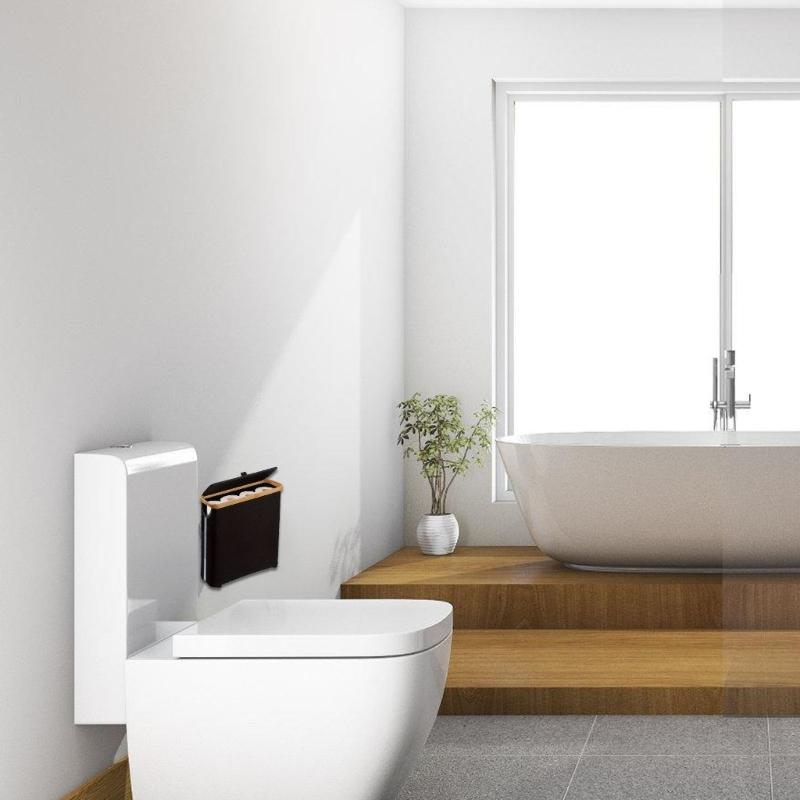 Prostorný a elegantní košík na toaletní papír pro organizaci koupelny Rychlá montáž V černé nebo šedé barvě