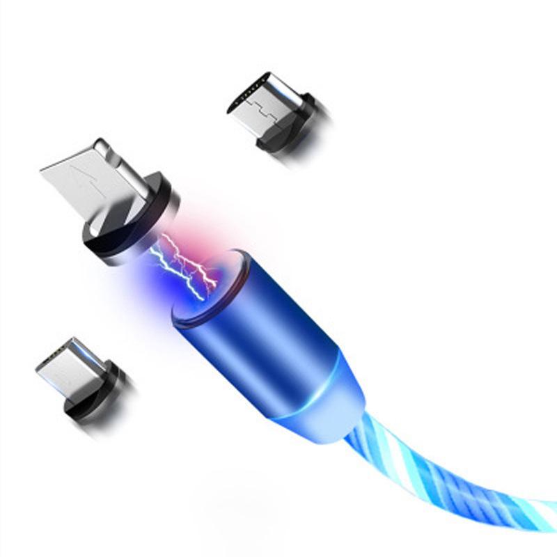 Glowing Cable Mobile Phone Charging Cables Led Light Micro Usb Type C Charger For Samsung Iphone Magnetic Phone Charge Wire Cord