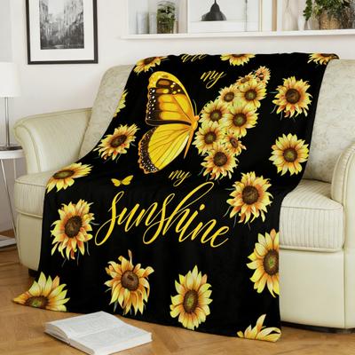 Spring Summer Flowers Blanket Soft Cozy Flannel Floral Nap Blanket Washable Daisy Sunflower Throw Blanket for Bed Couch Sofa Farmhouse Decor