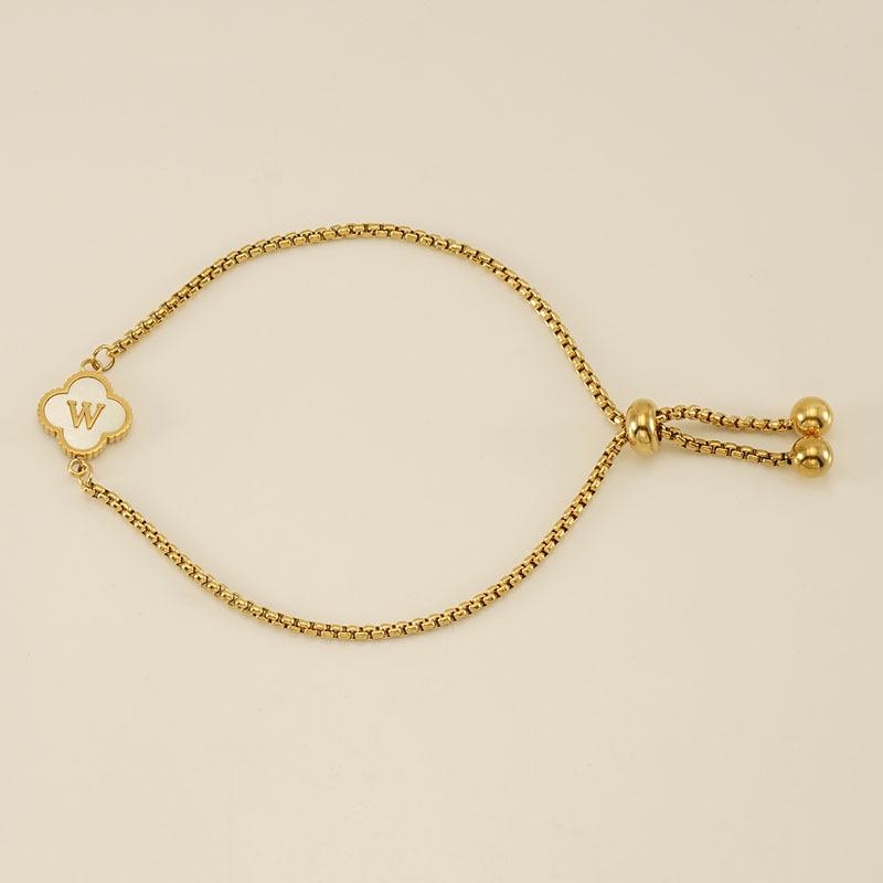Stainless Steel Shell Clover Letter Bracelet Unique Design Fashionable Wrist Jewelry for Women