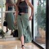 Dress Sets Women's Summer Casual Fashion Solid Round Neck Pullover Tank Irregular Patchwork A Line Long Skirt Sets