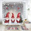Christmas Elf Shower Curtain Rug Bathroom Set Snowman Fawn Xmas Gift Happy New Year Shower Curtain Set Bathroom Decoration