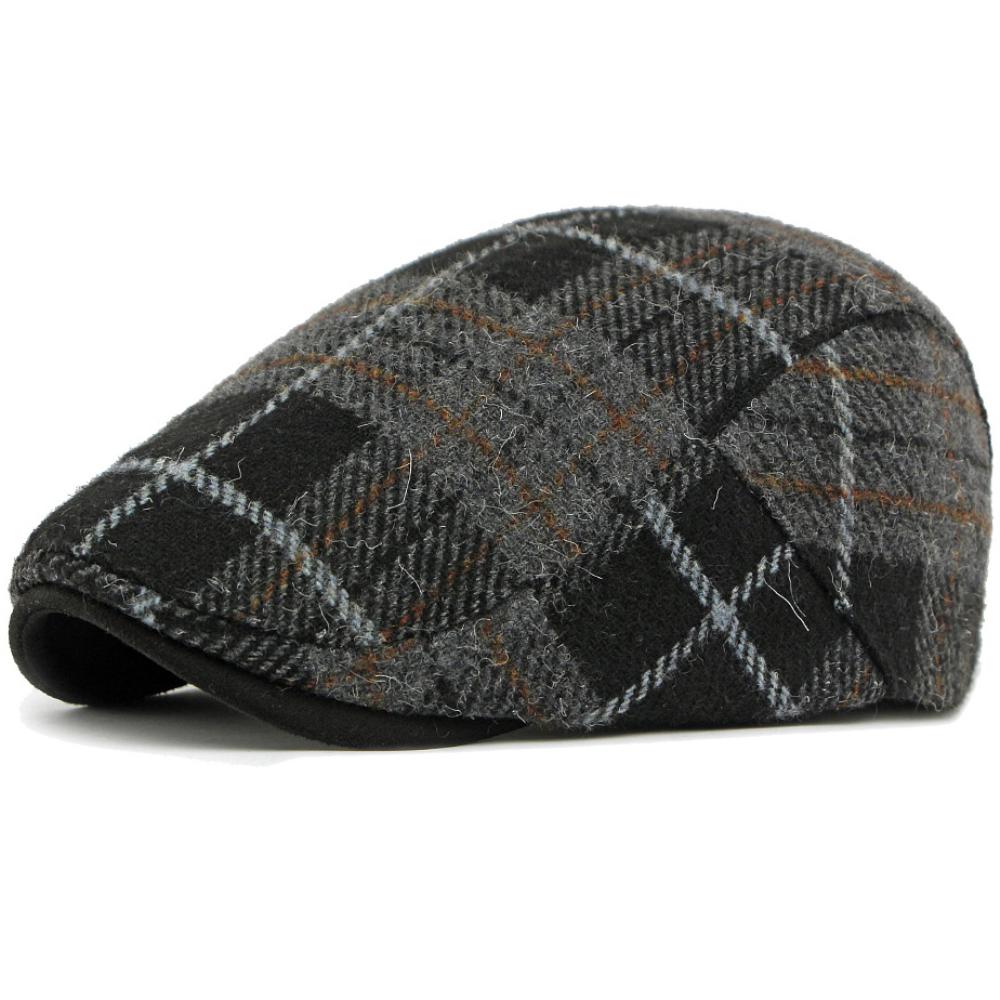 HT4903 Beret Cap New Autumn Winter Wool Beret Hat Women Plaid Artist Painter Hat Male Female Ivy Flat Cap Adjustable Mens Berets