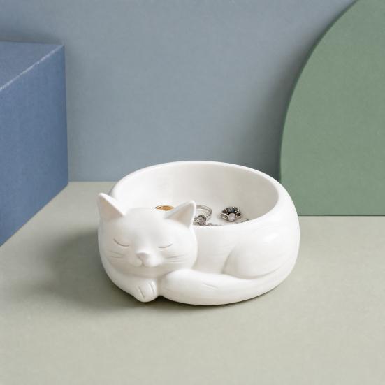 3D Printed Cat Jewelry Storage Holder, Succulents Flowerpot, Nordic Style Desktop Organizer for Rings Earrings Bracelets And Plants