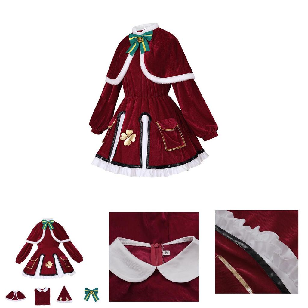 Klee Christmas Cosplay Costume Set For Anime Fans Velvet Fabric Cute And Sweet Style