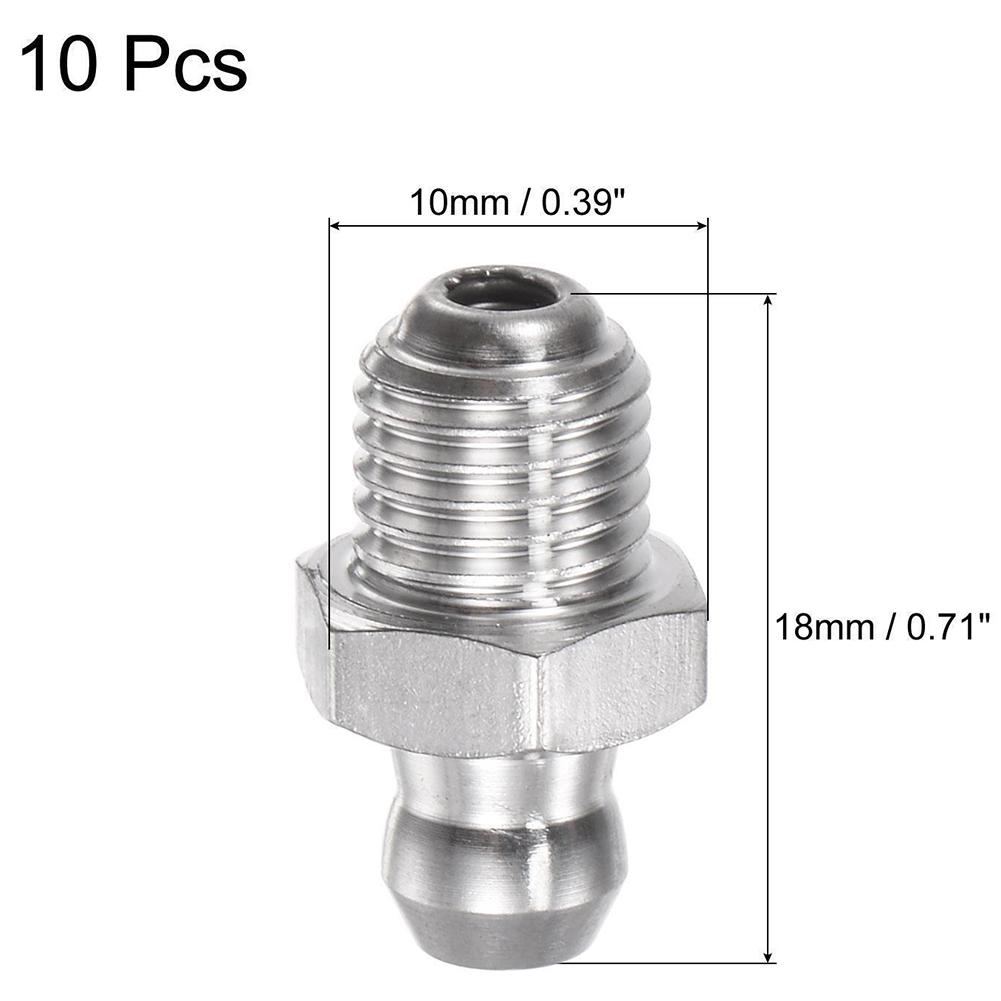 Stainless Steel Grease Fitting M8 X 1mm Thread 10 Pack for Hydraulic Systems Pneumatic Devices and Mechanical Assembly Lines