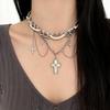Y2K Gothic Chic Kreuz Anhänger Quaste Choker Halskette Damen Legierung Medaillon Kette Süßer Punk Stil