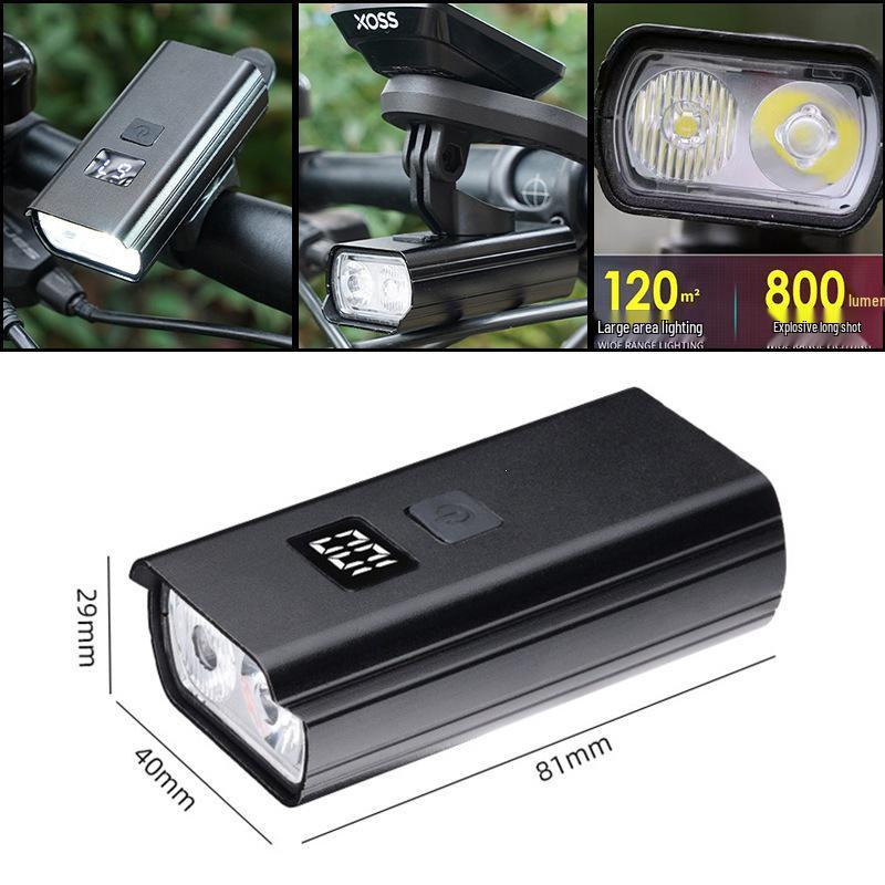 New High-Brightness Aluminum Bicycle Headlight: Waterproof Digital Display Cycling Light for Mountain Bikes