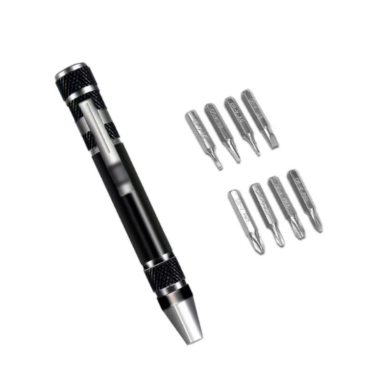 Portable 8 In 1 Aluminum Alloy Screwdriver Pen - Changeable Magnetic Bits For Easy Repairs & Disassembly Repair Tools
