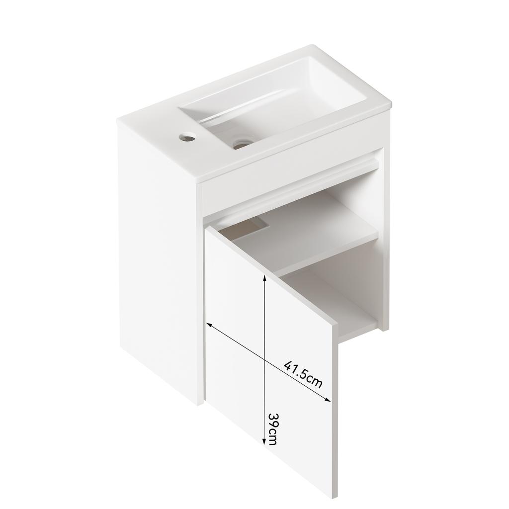 46cm Bathroom Cabinet In White. Ample Storage Cabinet - 1 Soft-Close Door