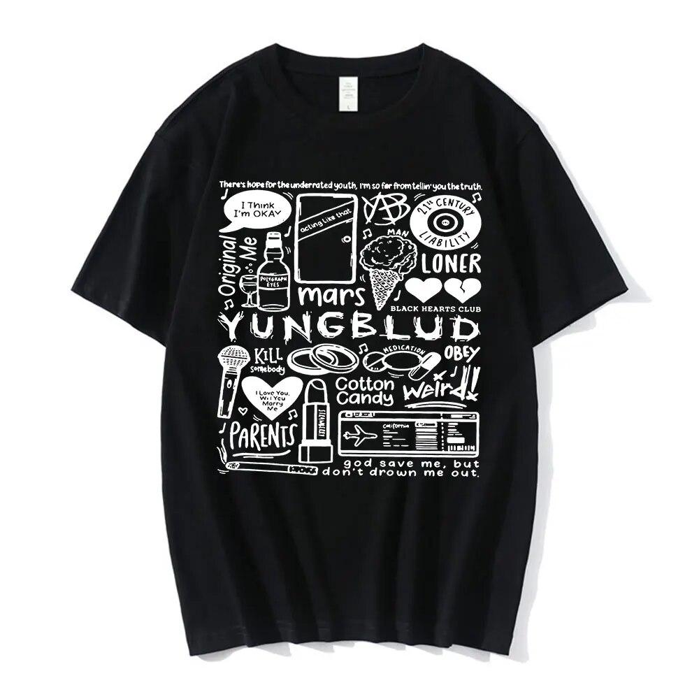 Tričko s potiskem Yungblud Unisex WoUnisex Oversize Tričko s krátkým rukávem Tričko s krátkým rukávem Hip-hopové tričko Grafika Unisex trička Streetwear