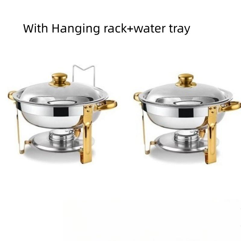 Alcohol Stove Large Capacity Circular Gold-plated Insulated Heating Furnace Hotel Restaurant Stainless Steel Buffet Stove