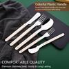 20 PCS Stainless Steel Flatware Set Service for 4, Retro Style  Tableware Forks Spoons Knives Eating Utensils, Acrylic Handle with Rivets Design