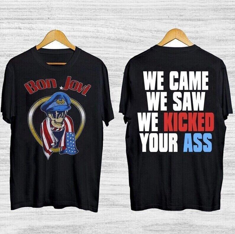 

Футболка Bon Jovi 1980-х годов Мы пришли Мы увидели Мы надрали вам задницу Хлопковая Унисекс Для фанатов 4XL