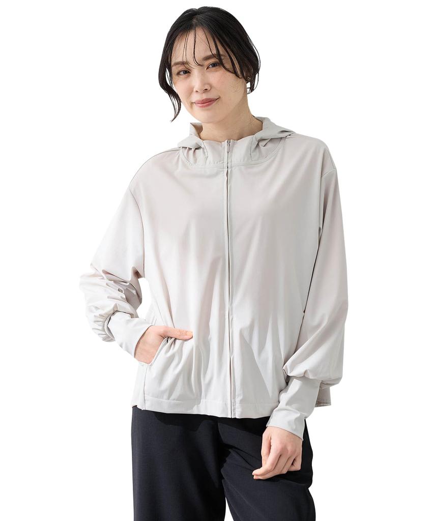 AC by Alpha Cubic Rash Guard UV Size Gray Mesh-Trimmed (Cooling, Protection, Water-Repellent), Women's, 351632, (L)