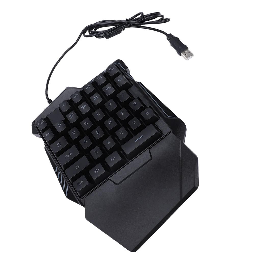 One Handed Gaming Keyboard RGB Backlight 35 Keys Ergonomic USB Portable Wired Gaming Keypad with Wrist Rest