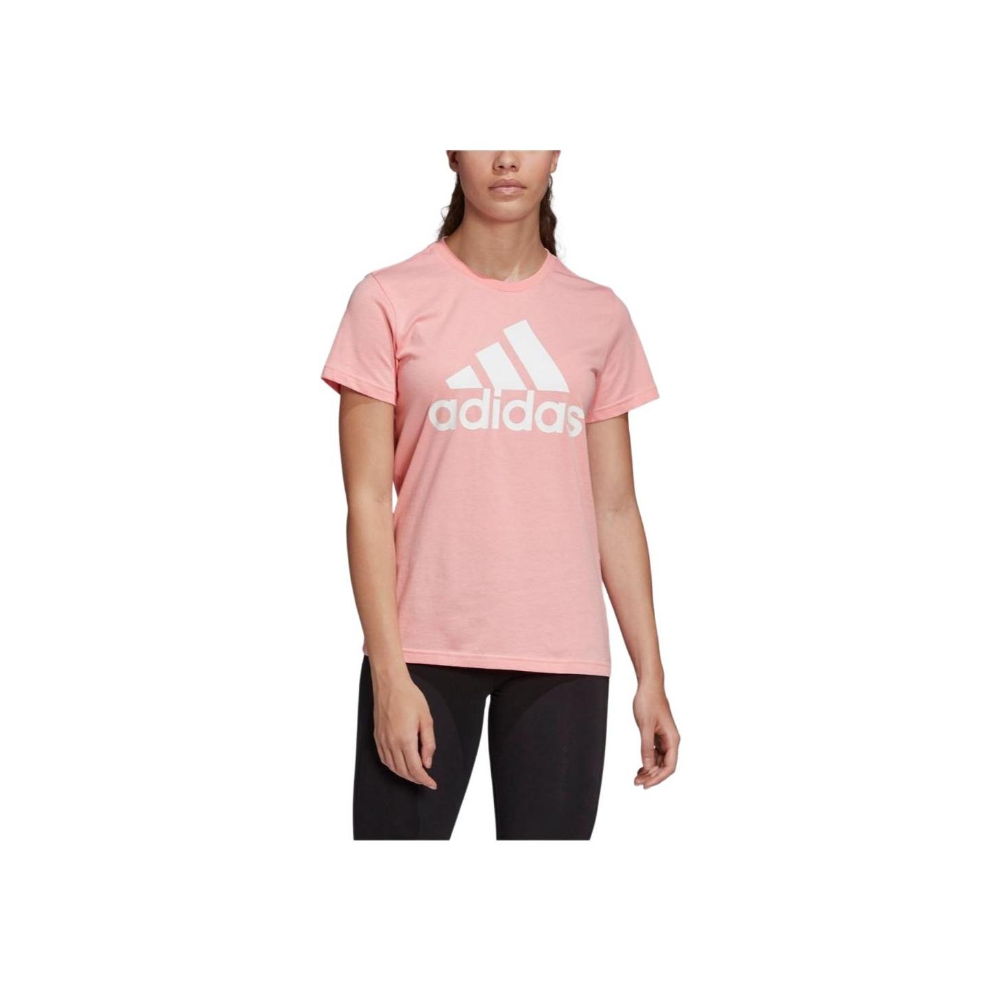 

Adidas Must Have Спортивный свитер с круглым вырезом и надписью Удобная футболка с коротким рукавом Женские футболки Honor-Pink FQ3239 S