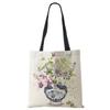Plant Flowers Shopping Tote Bag Women Canvas Print Shoulder Bag Reusable Harajuku Large Capacity Travel School Handbag CLE