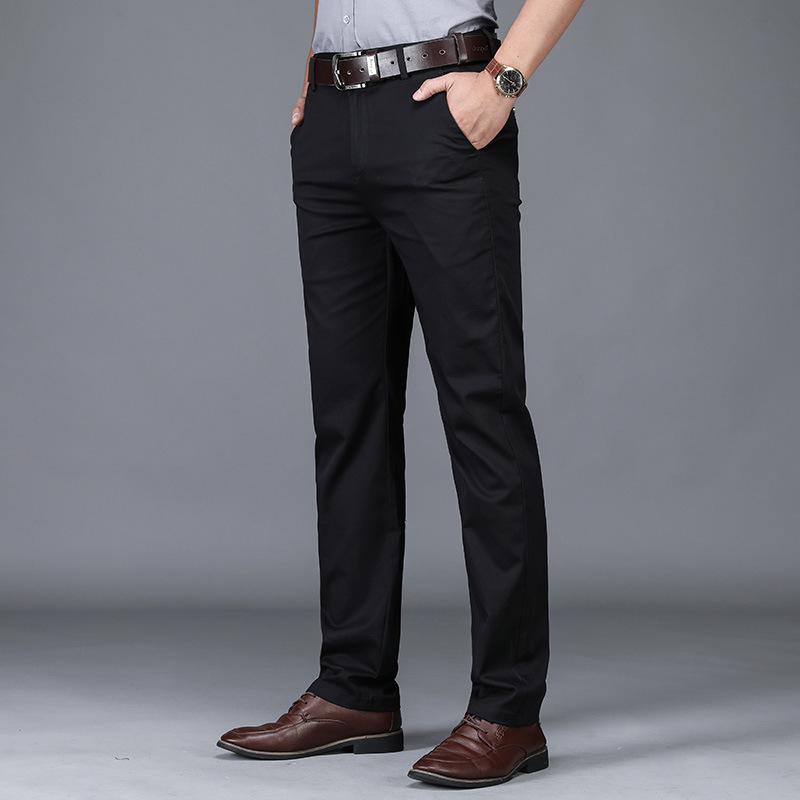 Men s Summer Thin Straight Leg Elastic Waist Casual Pants 34 чёрный