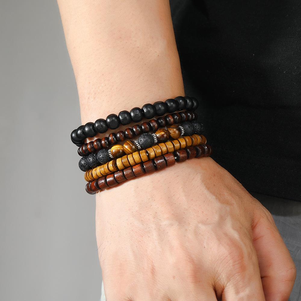 New Bohemian Men's Beaded Necklace Tiger Stone Natural Stone Fashion Trend Design Minimalist Necklace Commemorative Gift