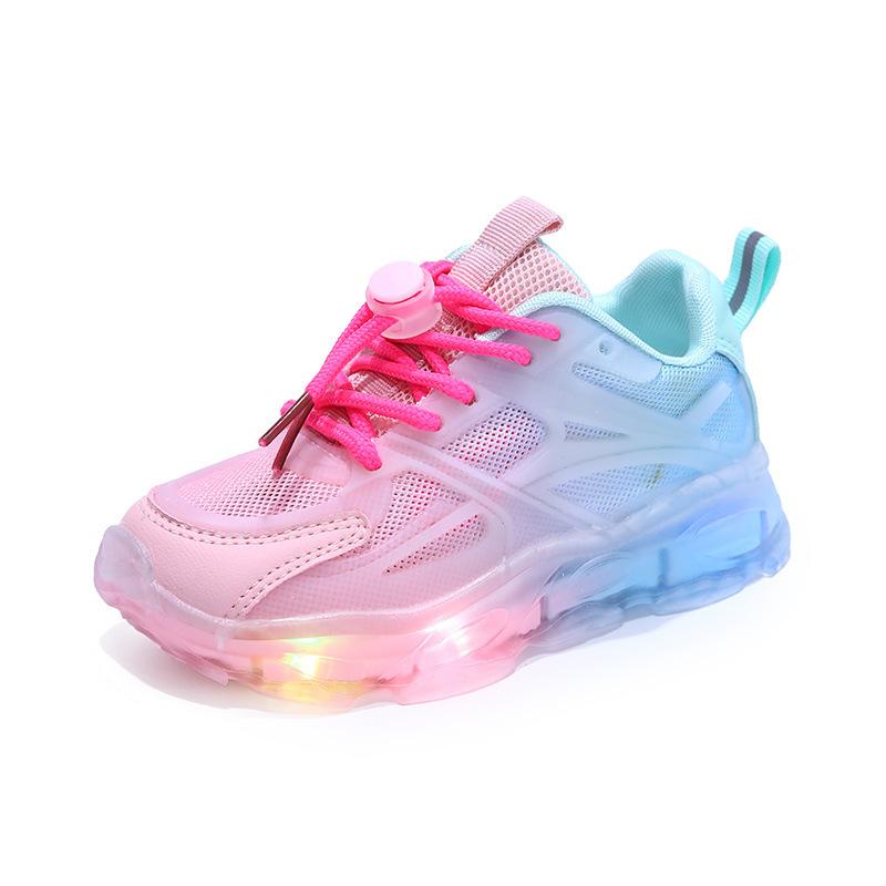 Girls' Breathable Net Shoes, Boys' Casual LED Flashing Shoes, Summer Children's Lightweight Sports Shoes