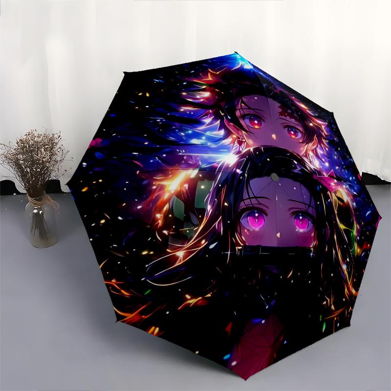 1pc Kamado Nezuko & Kamado Tanjirou Pattern Fashion Automatic Cartoon Umbrella is Fashionable and Good-Looking, Suitable for Travel and Daily Use.I057
