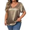 T Shirts For Women Pleated R-Neck Dressy Casual Blouses Printing Short Sleeve Summer Tops Loose Fit