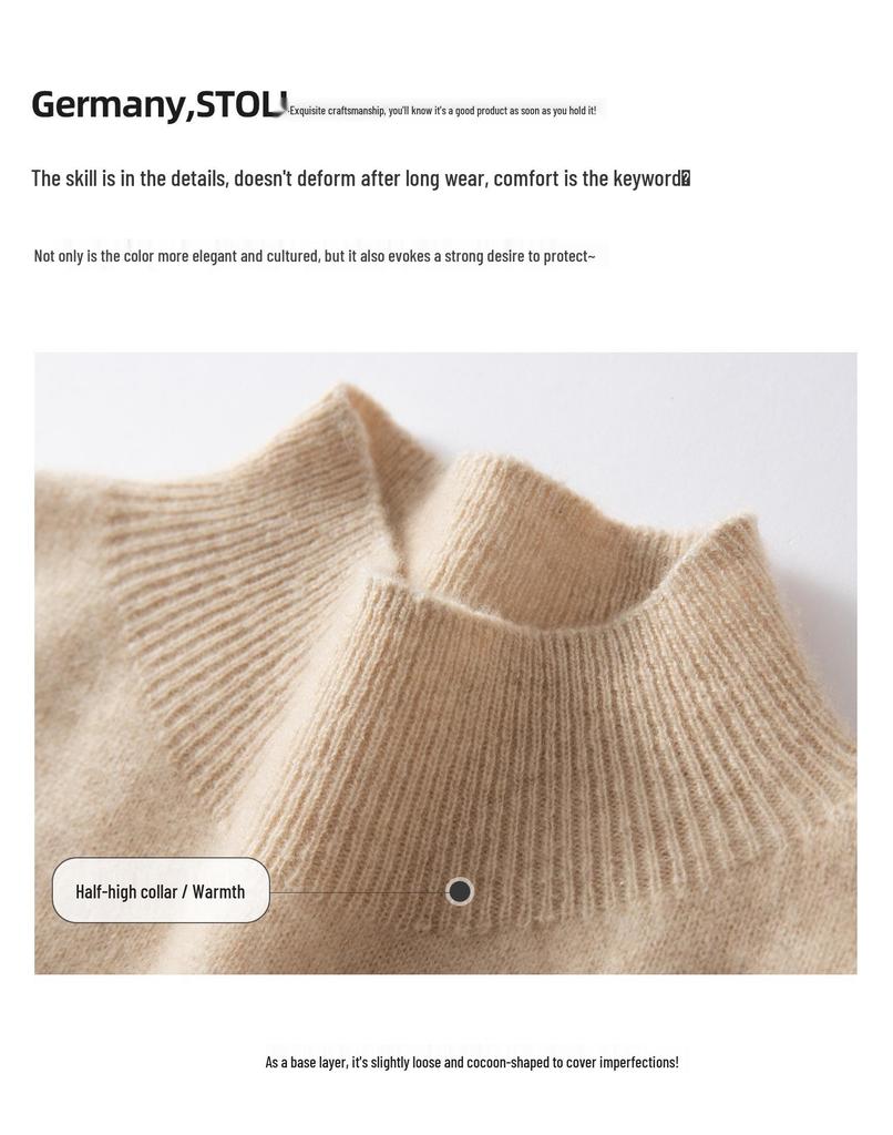 Women's Pure Cashmere Short Sleeve Half High Neck Knit Pullover